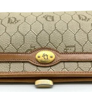 Christian Dior Honeycomb Beige PVC Mini Purse Coin Case